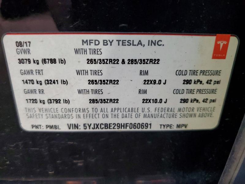 Продажа на аукционе авто 2017 Tesla Model X, vin: 5YJXCBE29HF060691, номер лота: 41803206