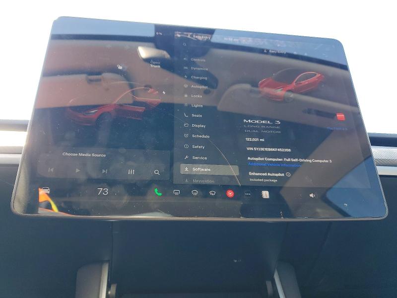 46809486 :رقم المزاد ، 5YJ3E1EB6KF452358 vin ، 2019 Tesla Model 3 مزاد بيع