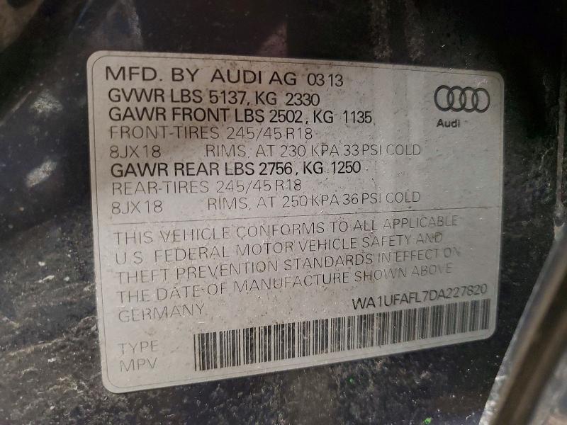 Продаж на аукціоні авто 2013 Audi A4 Allroad, vin: WA1UFAFL7DA227820, номер лоту: 47159236