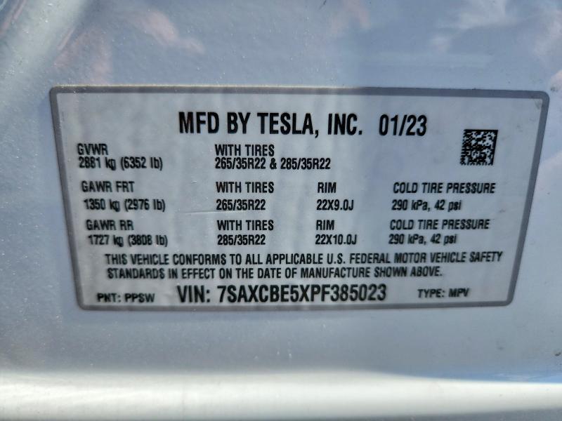 Продаж на аукціоні авто 2023 Tesla Model X, vin: 7SAXCBE5XPF385023, номер лоту: 78478915