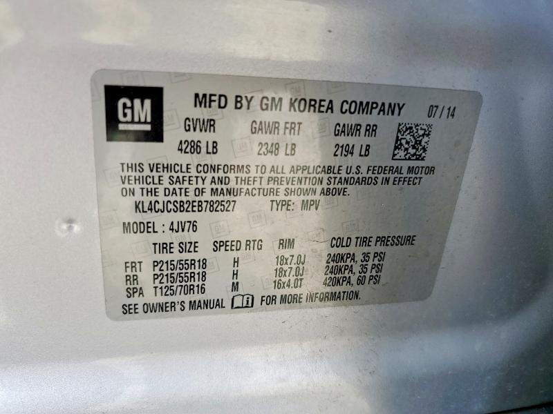 41810456 :رقم المزاد ، KL4CJCSB2EB782527 vin ، 2014 Buick Encore مزاد بيع