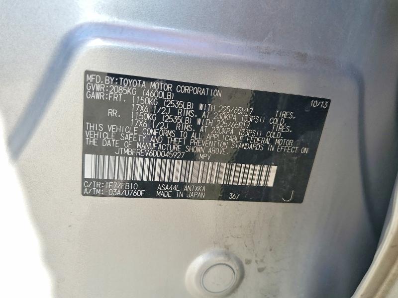 Aukcja sprzedaży 2013 Toyota Rav4, vin: JTMBFREV6DD045927, numer aukcji: 45886666