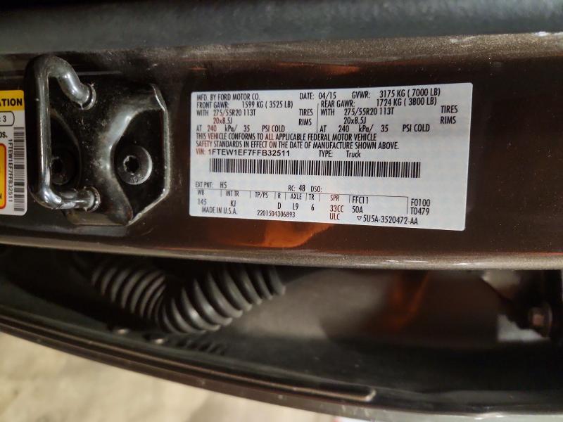 79250925 :رقم المزاد ، 1FTEW1EF7FFB32511 vin ، 2015 Ford F150 مزاد بيع