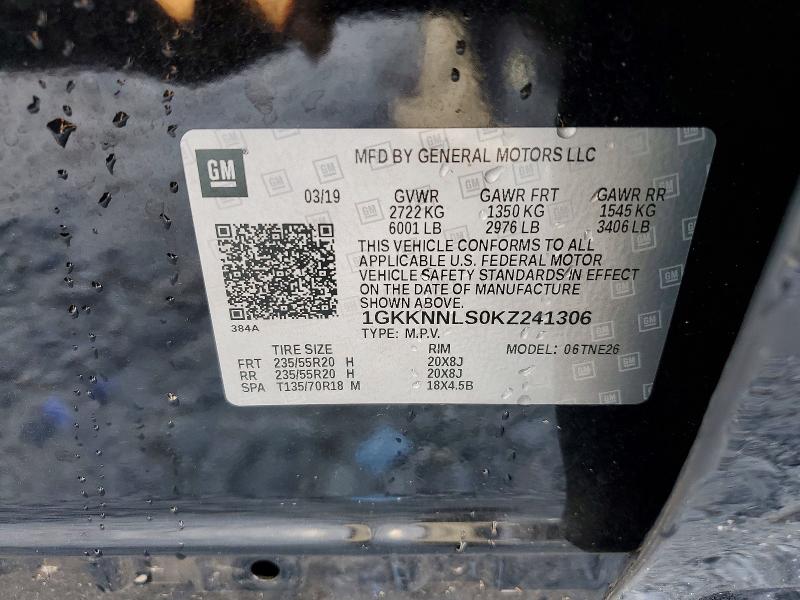 Aukcja sprzedaży 2019 Gmc Acadia, vin: 1GKKNNLS0KZ241306, numer aukcji: 45476956