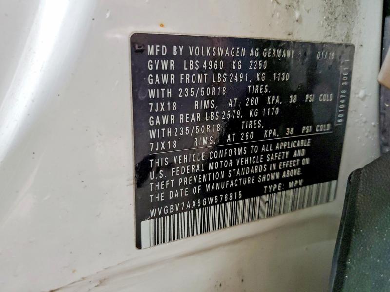 Продаж на аукціоні авто 2016 Volkswagen Tiguan, vin: WVGBV7AX5GW576815, номер лоту: 47083596