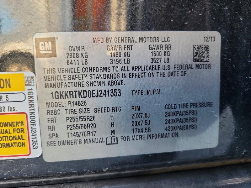 Aukcja sprzedaży 2014 Gmc Acadia, vin: 1GKKRTKD0EJ241353, numer aukcji: 79664025