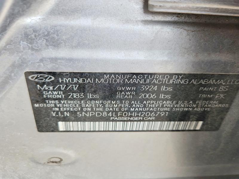 2017 Hyundai Elantra მანქანა იყიდება აუქციონზე, vin: 5NPD84LF0HH206791, აუქციონის ნომერი: 78976245