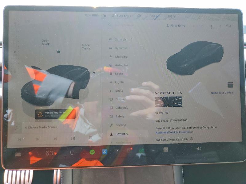 Aukcja sprzedaży 2024 Tesla Model 3, vin: 5YJ3E1ET4RF790263, numer aukcji: 79308495
