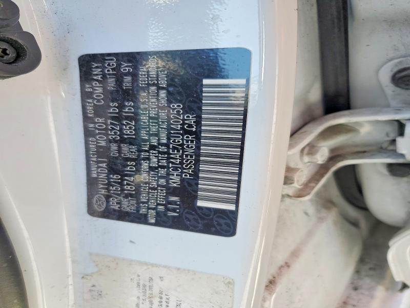2016 Hyundai Accent მანქანა იყიდება აუქციონზე, vin: KMHCT4AE7GU140258, აუქციონის ნომერი: 46175086