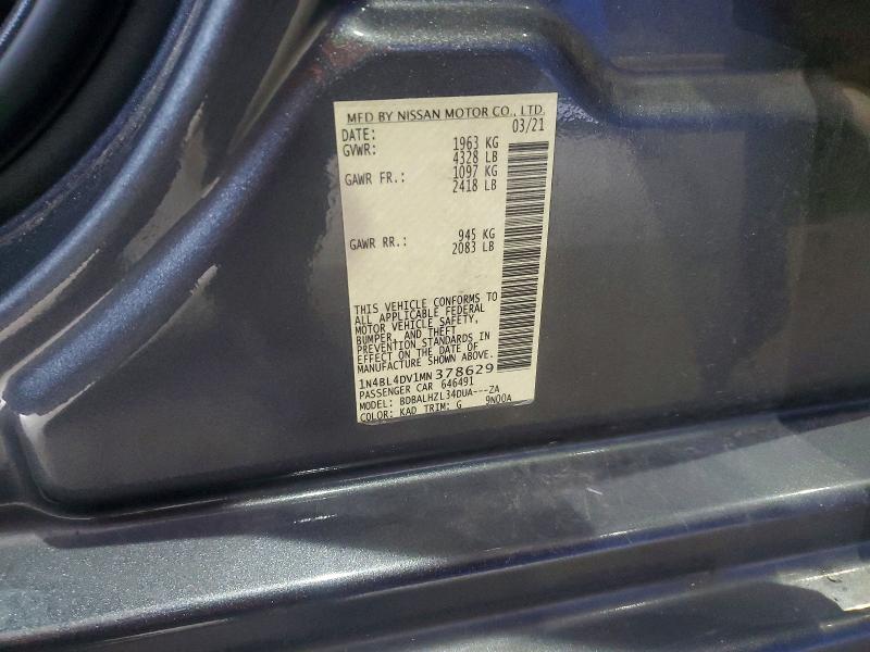 Продаж на аукціоні авто 2021 Nissan Altima, vin: 1N4BL4DV1MN378629, номер лоту: 47780286