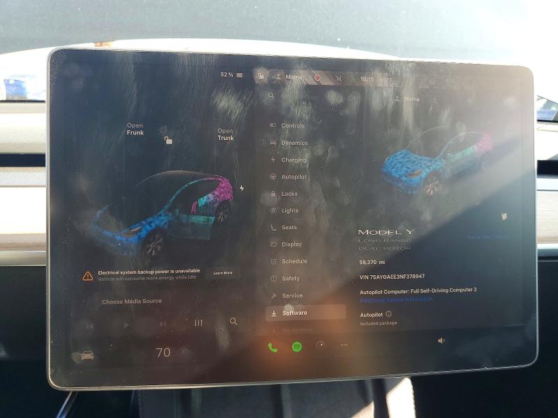 Продажа на аукционе авто 2022 Tesla Model Y, vin: 7SAYGAEE3NF378947, номер лота: 48161646
