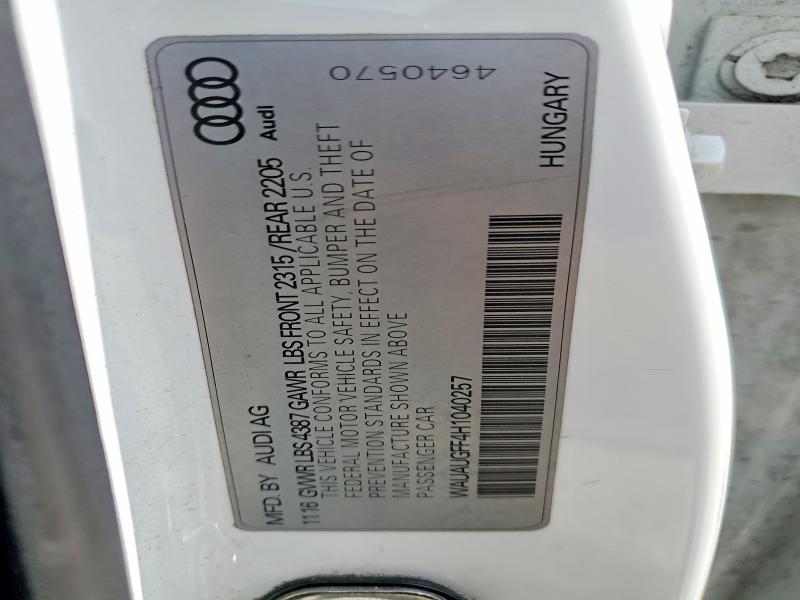 79956415 :رقم المزاد ، WAUAUGFF4H1040257 vin ، 2017 Audi A3 مزاد بيع