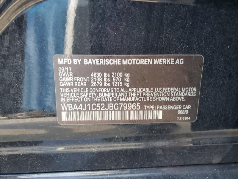 41752006 :رقم المزاد ، WBA4J1C52JBG79965 vin ، 2018 Bmw 430i مزاد بيع