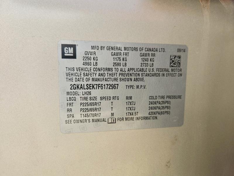 47316606 :رقم المزاد ، 2GKALSEK7F6172967 vin ، 2015 Gmc Terrain مزاد بيع