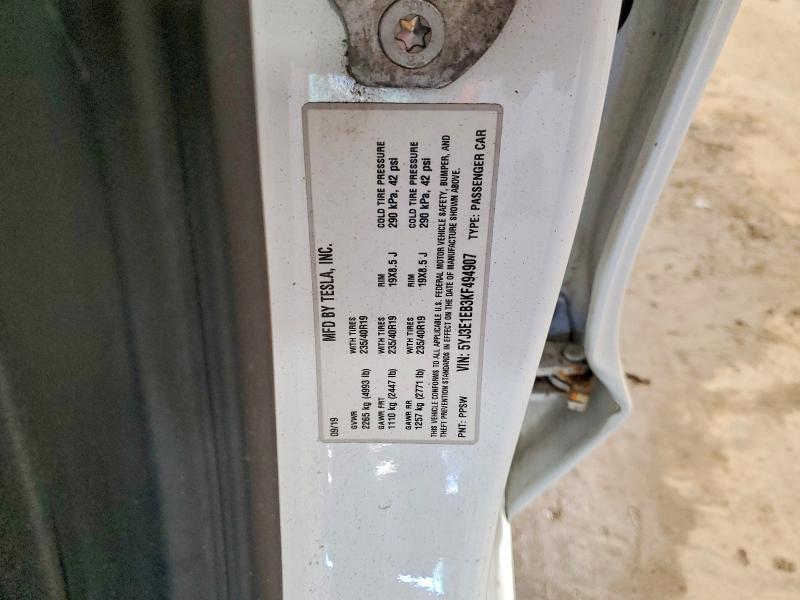 45921746 :رقم المزاد ، 5YJ3E1EB3KF494907 vin ، 2019 Tesla Model 3 مزاد بيع