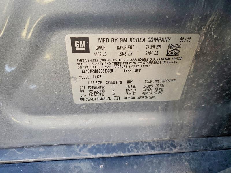 79672165 :رقم المزاد ، KL4CJFSB6EB533780 vin ، 2014 Buick Encore مزاد بيع