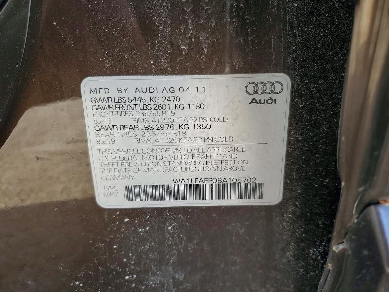 46428556 :رقم المزاد ، WA1LFAFP0BA105702 vin ، 2011 Audi Q5 مزاد بيع