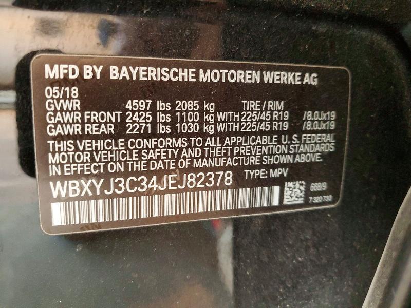 46657496 :رقم المزاد ، WBXYJ3C34JEJ82378 vin ، 2018 Bmw X2 مزاد بيع