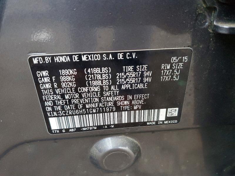 Продаж на аукціоні авто 2016 Honda Hr-v, vin: 3CZRU6H51GM711979, номер лоту: 45453596