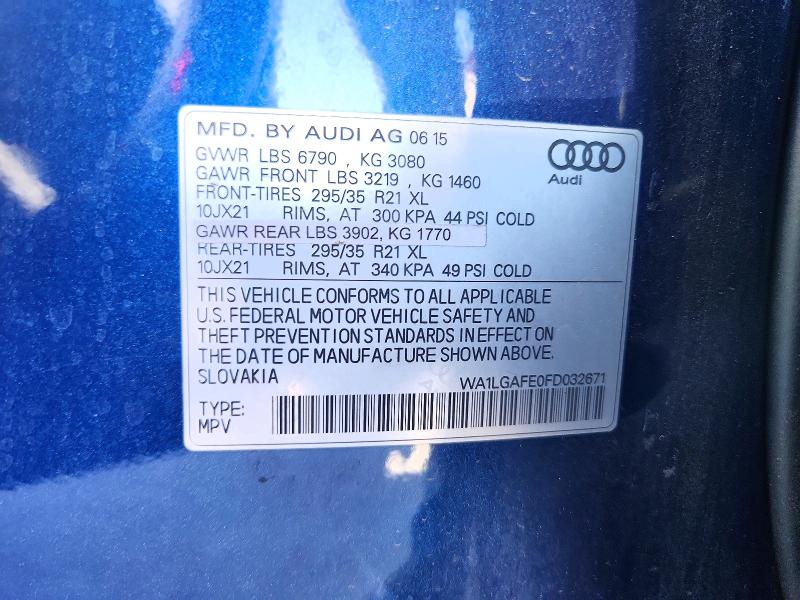 Aukcja sprzedaży 2015 Audi Q7, vin: WA1LGAFE0FD032671, numer aukcji: 45889616