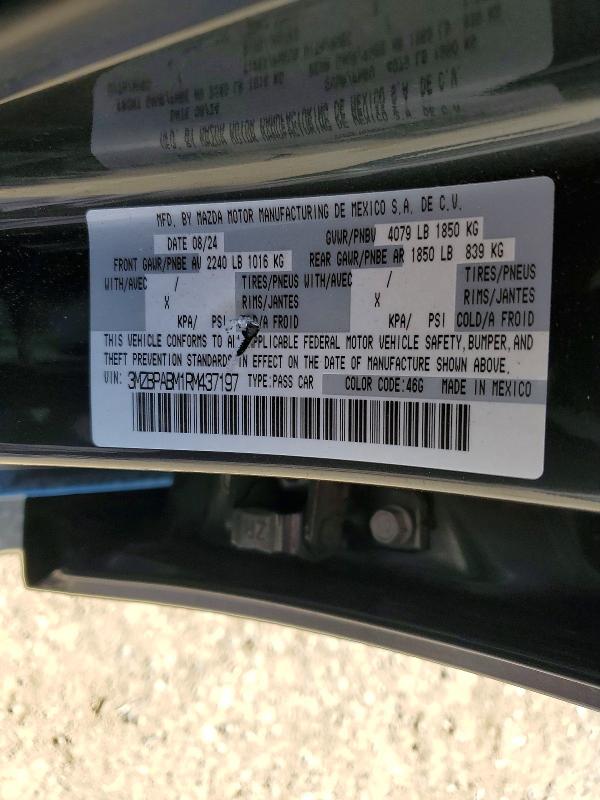 48072706 :رقم المزاد ، 3MZBPABM1RM437197 vin ، 2024 Mazda 3 مزاد بيع
