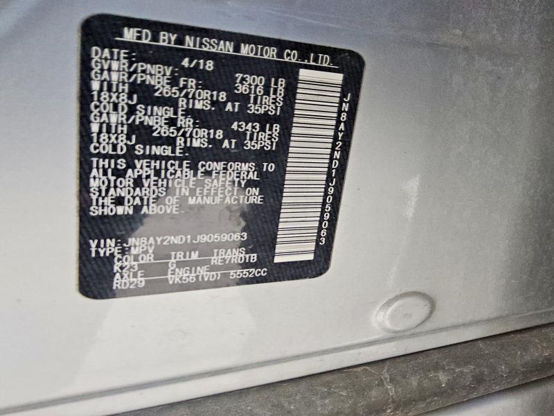 Продажа на аукционе авто 2018 Nissan Armada, vin: JN8AY2ND1J9059063, номер лота: 93399585