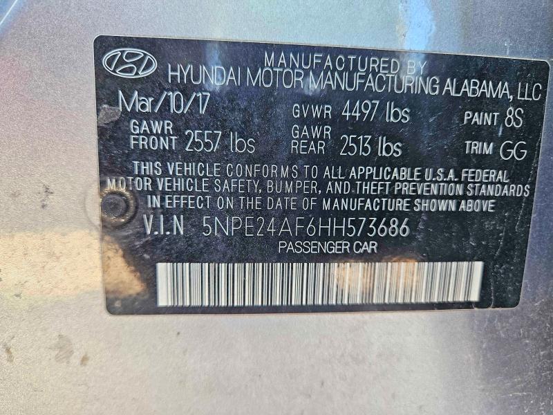 Продаж на аукціоні авто 2017 Hyundai Sonata, vin: 5NPE24AF6HH573686, номер лоту: 45893526