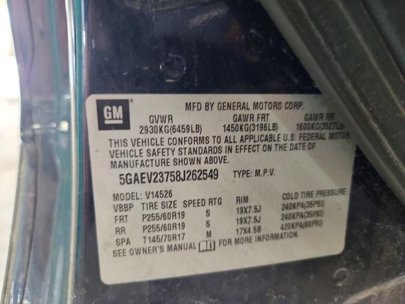 47926076 :رقم المزاد ، 5GAEV23758J262549 vin ، 2008 Buick Enclave مزاد بيع
