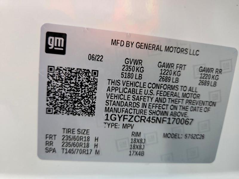 2022 Cadillac Xt4 მანქანა იყიდება აუქციონზე, vin: 1GYFZCR45NF170067, აუქციონის ნომერი: 41975756