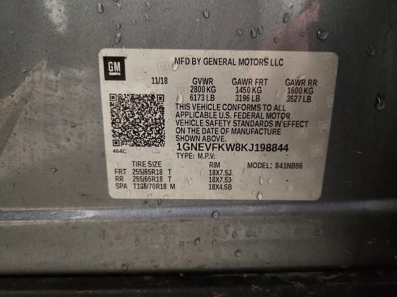 Aukcja sprzedaży 2019 Chevrolet Traverse, vin: 1GNEVFKW8KJ198844, numer aukcji: 47941546