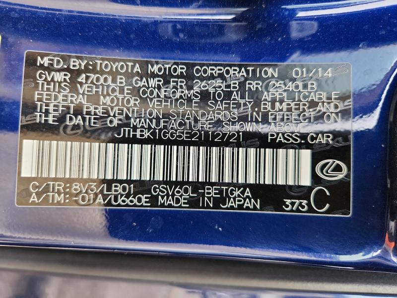 Aukcja sprzedaży 2014 Lexus Es, vin: JTHBK1GG5E2112721, numer aukcji: 47386276