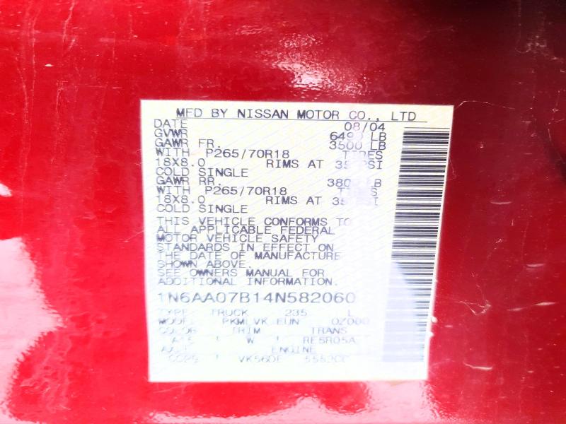 Продажа на аукционе авто 2004 Nissan Titan, vin: 1N6AA07B14N582060, номер лота: 79559045
