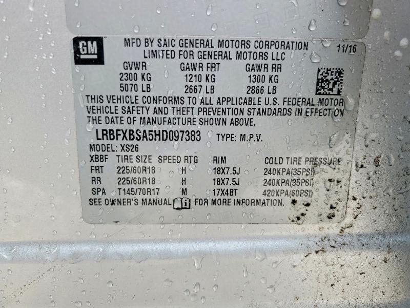 Продаж на аукціоні авто 2017 Buick Envision, vin: LRBFXBSA5HD097383, номер лоту: 45518496