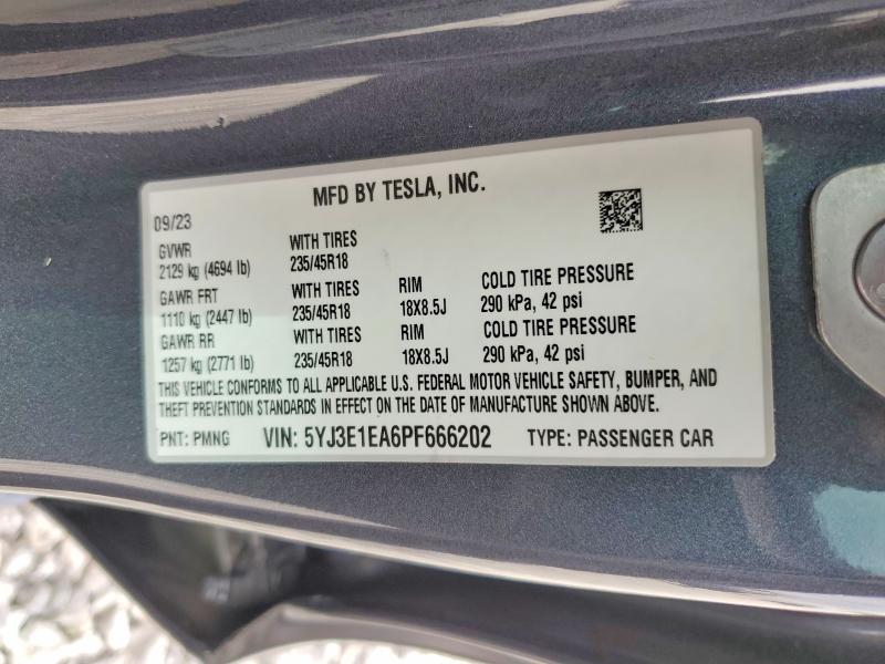 Aukcja sprzedaży 2023 Tesla Model 3, vin: 5YJ3E1EA6PF666202, numer aukcji: 47836726