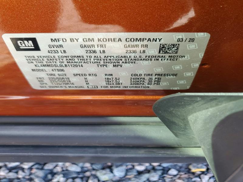 2020 Buick Encore Gx მანქანა იყიდება აუქციონზე, vin: KL4MMDSL0LB112014, აუქციონის ნომერი: 46475466