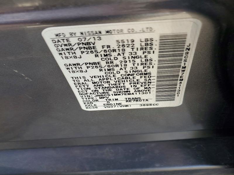 Aukcja sprzedaży 2014 Infiniti Qx70, vin: JN8CS1MW7EM411301, numer aukcji: 46223896