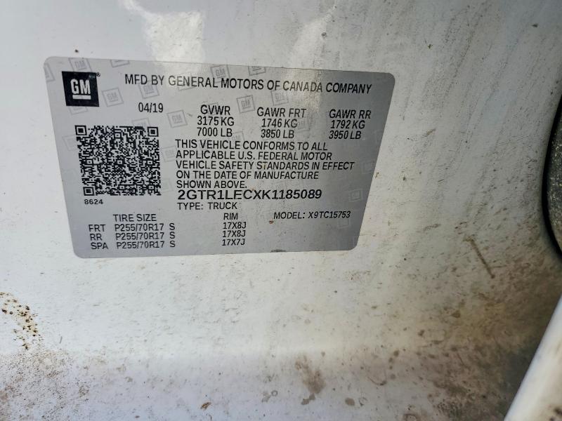 Продаж на аукціоні авто 2019 Gmc Sierra Limited, vin: 2GTR1LECXK1185089, номер лоту: 45811526