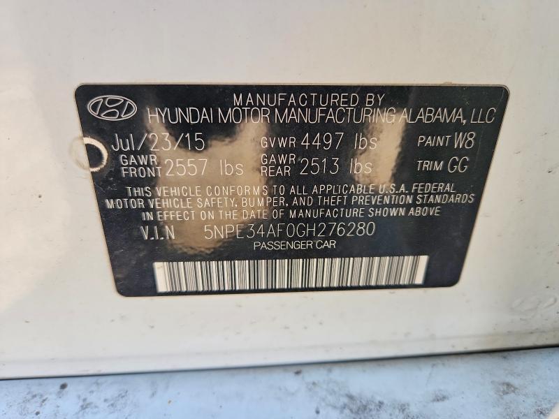 2016 Hyundai Sonata მანქანა იყიდება აუქციონზე, vin: 5NPE34AF0GH276280, აუქციონის ნომერი: 47263646