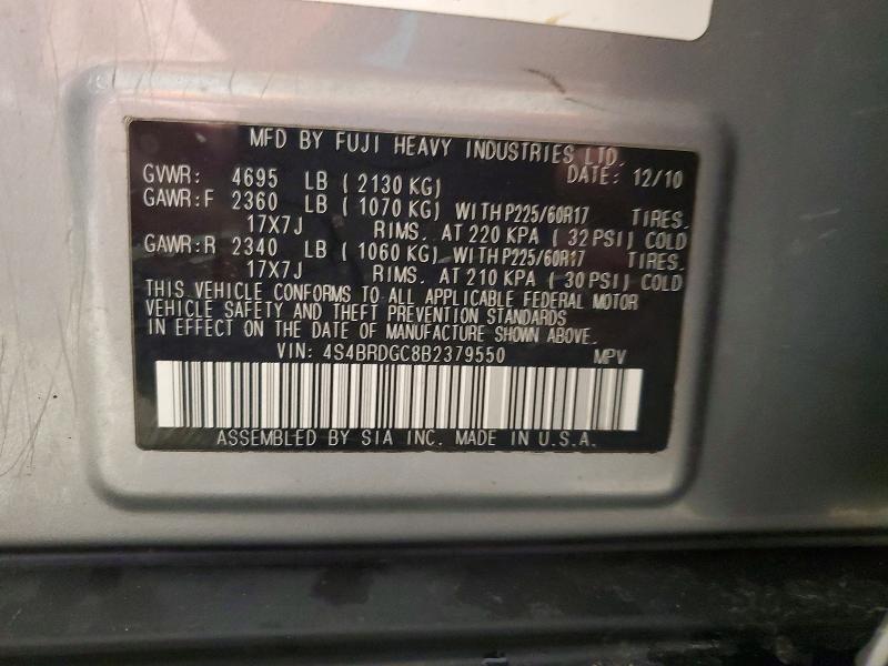 Aukcja sprzedaży 2011 Subaru Outback, vin: 4S4BRDGC8B2379550, numer aukcji: 46063856