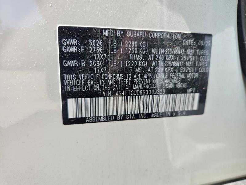 46713056 :رقم المزاد ، 4S4BTGUD8S3309329 vin ، 2025 Subaru Outback مزاد بيع