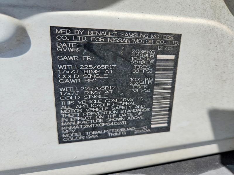 Продаж на аукціоні авто 2016 Nissan Rogue, vin: KNMAT2MTXGP640231, номер лоту: 45596196