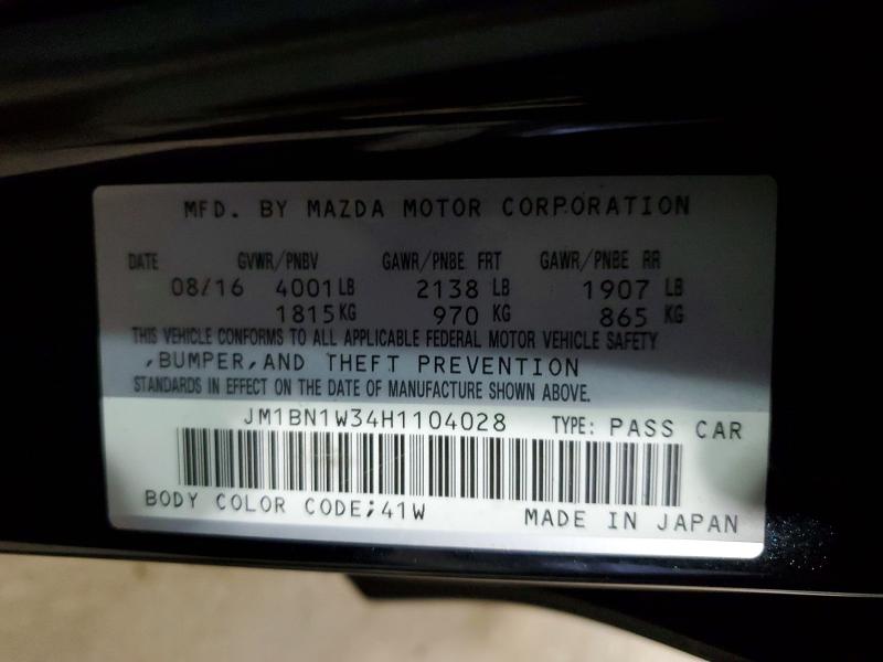 79614565 :رقم المزاد ، JM1BN1W34H1104028 vin ، 2017 Mazda 3 مزاد بيع