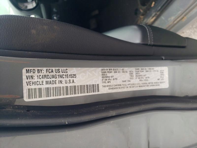 Продаж на аукціоні авто 2022 Dodge Durango, vin: 1C4RDJAG1NC161525, номер лоту: 79419315