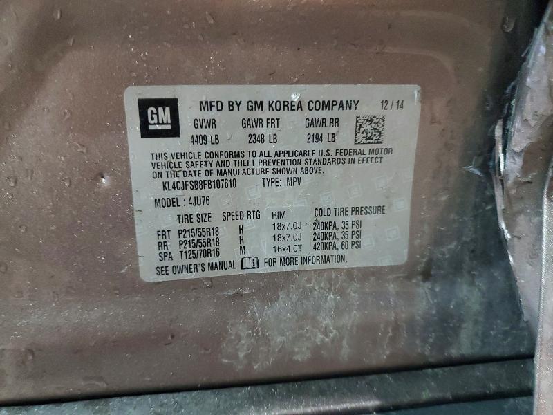 45466026 :رقم المزاد ، KL4CJFSB8FB107610 vin ، 2015 Buick Encore مزاد بيع