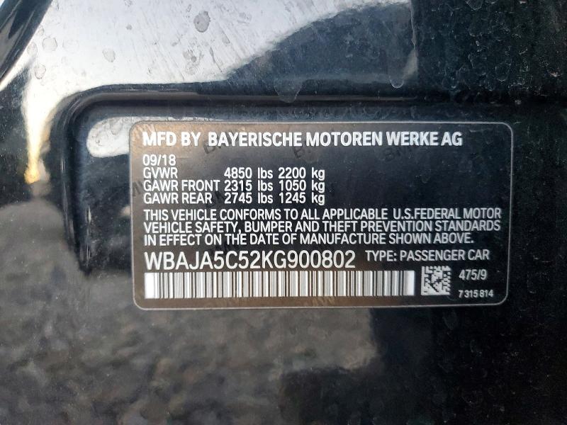 Продаж на аукціоні авто 2019 Bmw 530, vin: WBAJA5C52KG900802, номер лоту: 41777346