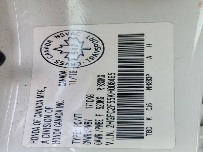 Продаж на аукціоні авто 2019 Honda Civic, vin: 2HGFC2F55KH008465, номер лоту: 45751406