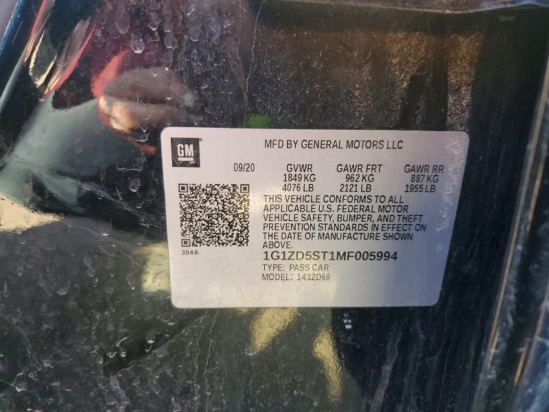 Продаж на аукціоні авто 2021 Chevrolet Malibu, vin: 1G1ZD5ST1MF005994, номер лоту: 47774246