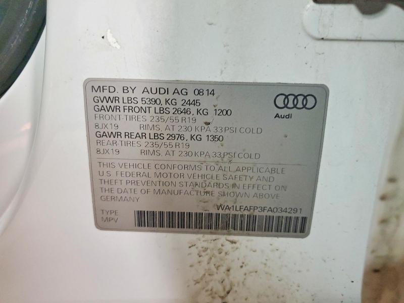 41996146 :رقم المزاد ، WA1LFAFP3FA034291 vin ، 2015 Audi Q5 مزاد بيع