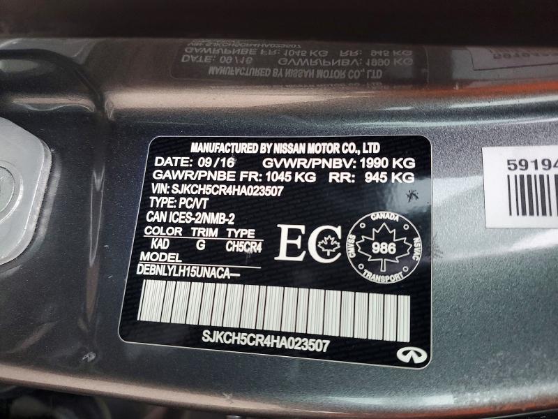 Продажа на аукционе авто 2017 Infiniti Qx30, vin: SJKCH5CR4HA023507, номер лота: 46929986