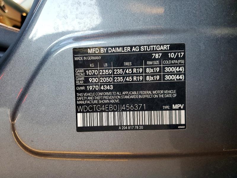 Продажа на аукционе авто 2018 Mercedes-benz Gla, vin: WDCTG4EB0JJ456371, номер лота: 46020886